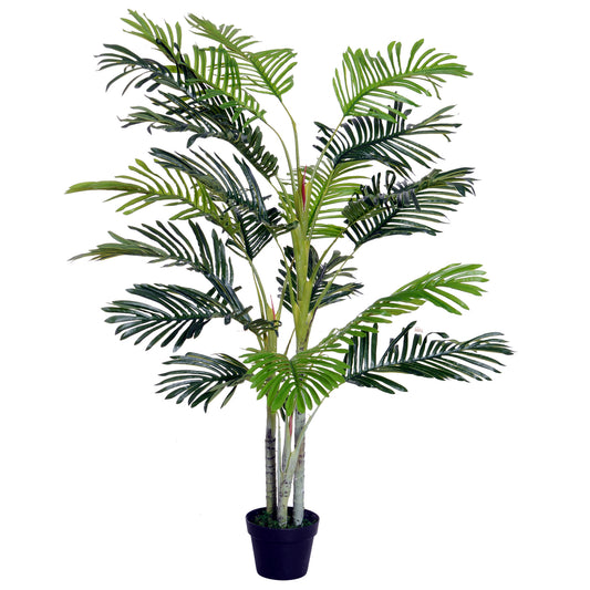 Photo of Outsunny 2 Ball Topiary Tree in Pot for Home Decor, Artificial Plant for Home Office, Living Room Decor, Dark Green in Green colour on a white background