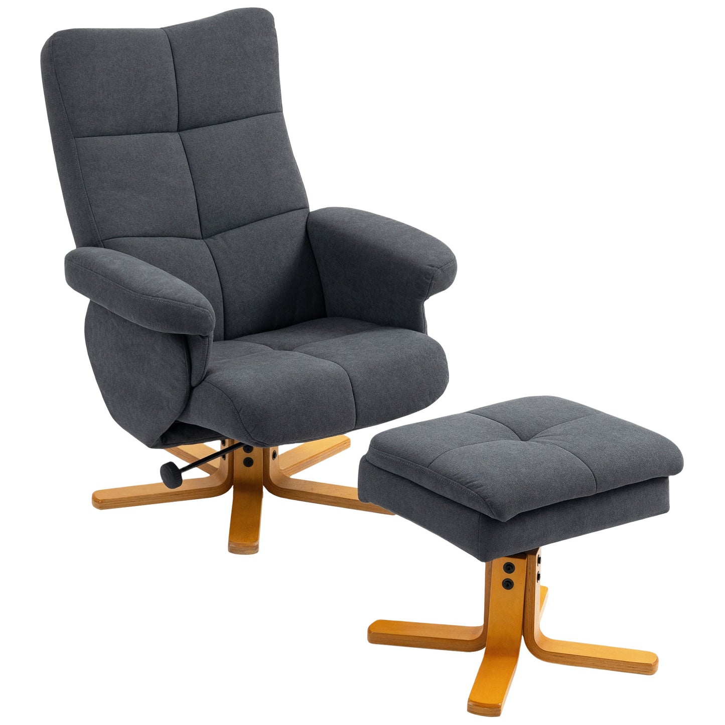 Photo of HOMCOM Linen-Look Recliner, with Storage Ottoman - Grey in Grey colour on a white background
