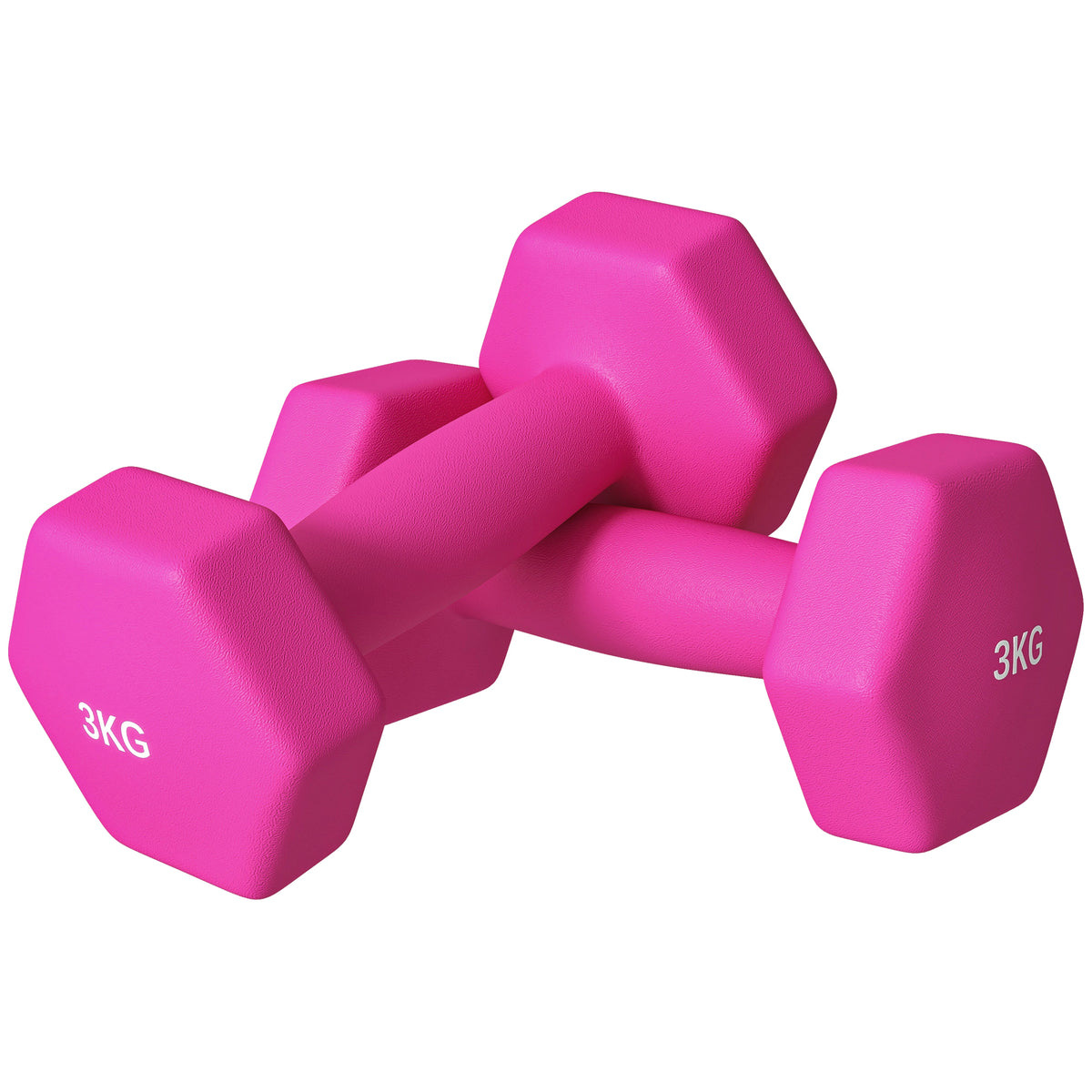 Photo of SPORTNOW 2 x 3kg Hexagonal Dumbbells Weights Set with Non-Slip Grip for Home Gym Workout, Pink in Pink colour on a white background
