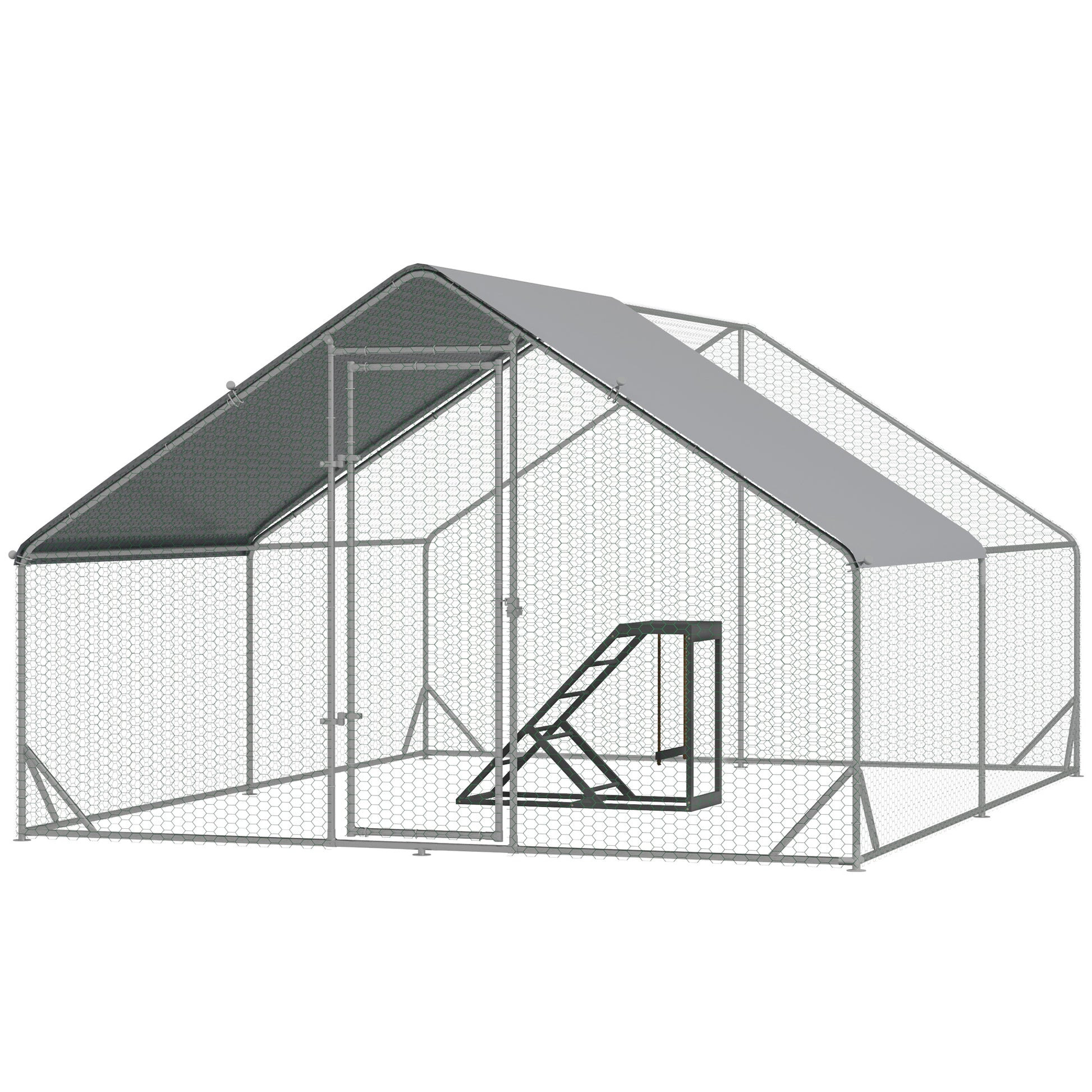 Photo of PawHut Walk In Chicken Run with Chicken Activity Shelf and Cover, 3 x 4 x 2m in 2m colour on a white background