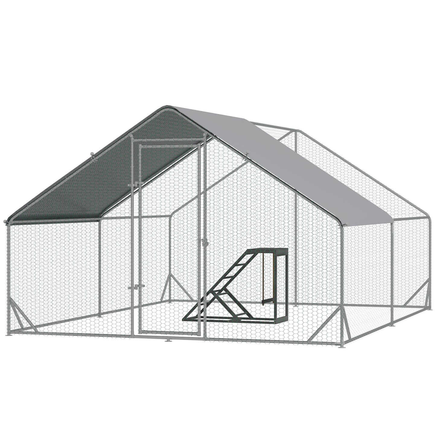 Photo of PawHut Walk In Chicken Run with Chicken Activity Shelf and Cover, 3 x 4 x 2m in 2m colour on a white background