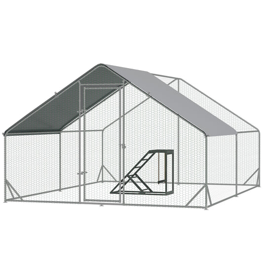Photo of PawHut Walk In Chicken Run with Chicken Activity Shelf and Cover, 3 x 4 x 2m in 2m colour on a white background