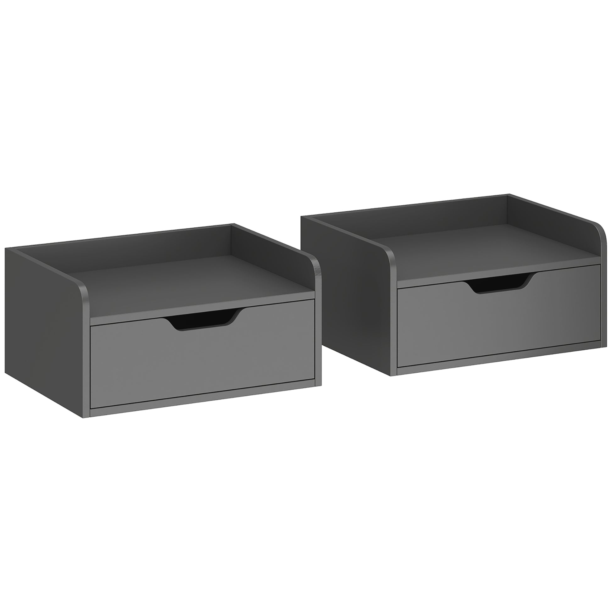 Photo of HOMCOM Floating Nightstands Set of 2, Wall Mounted Bedside Table with Drawer for Bedroom, Black in Black colour on a white background