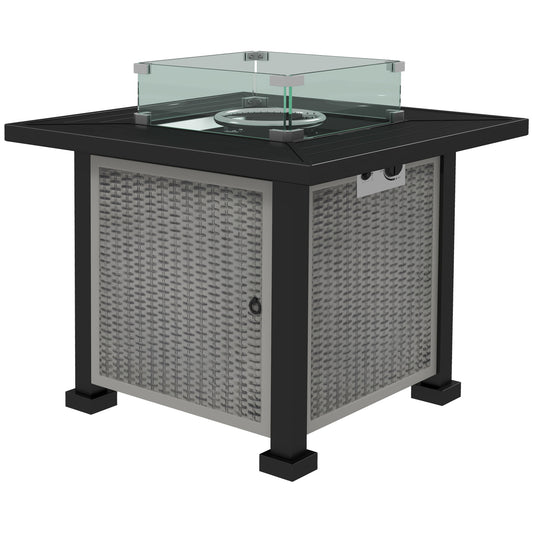 Photo of Outsunny 81 x 81cm 50,000 BTU Gas Fire Pit Table - Grey in Grey colour on a white background