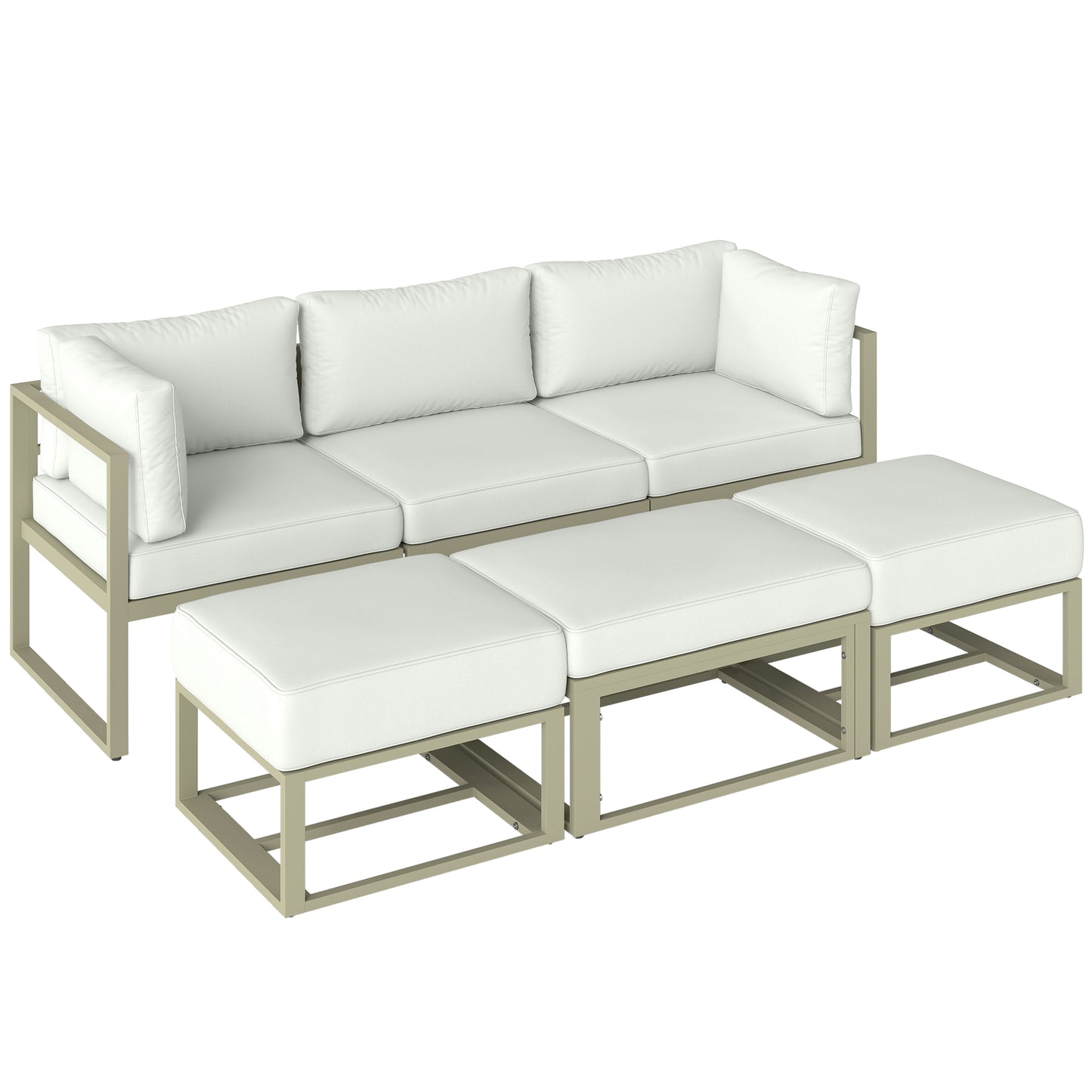Photo of Outsunny Garden Daybed, 6 Piece Outdoor Sectional Sofa Set, Aluminium Patio Conversation Furniture Set with Coffee Table in Table colour on a white background