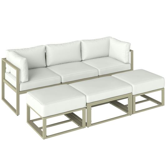 Photo of Outsunny Garden Daybed, 6 Piece Outdoor Sectional Sofa Set, Aluminium Patio Conversation Furniture Set with Coffee Table in Table colour on a white background