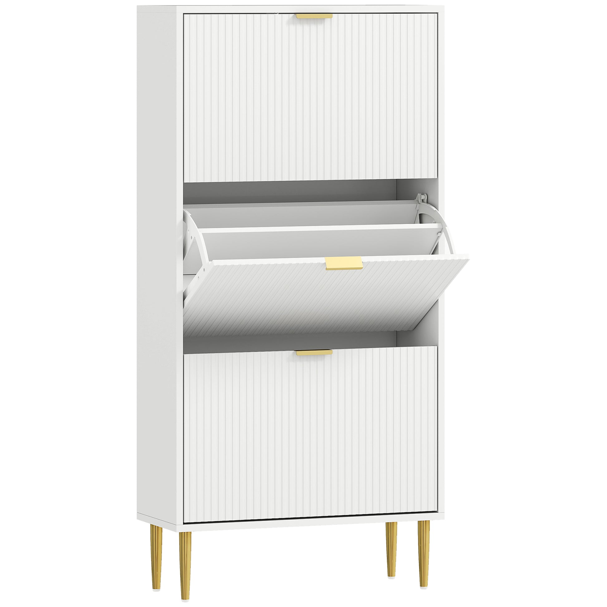 Photo of HOMCOM Elegant Three-Drawer Shoe Cabinet - White in White colour on a white background