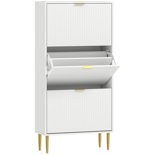 Photo of HOMCOM Elegant Three-Drawer Shoe Cabinet - White in White colour on a white background
