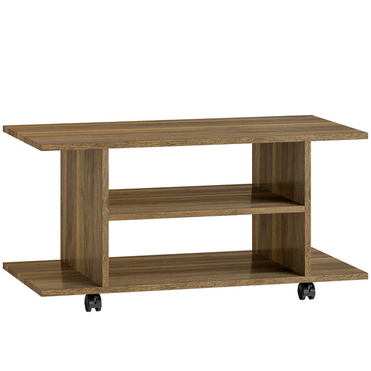 Photo of HOMCOM Modern TV Cabinet Stand Storage Shelves Table Mobile Bedroom Furniture Bookshelf Bookcase Walnut in Walnut colour on a white background