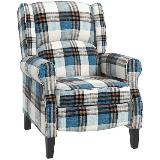 Photo of HOMCOM Wingback Reclining Chair Push Back Recliner Armchair for Living Room Bedroom with Footrest Armrests Wood Legs Blue in Blue colour on a white background