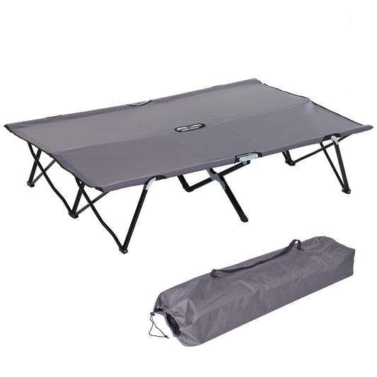 Photo of Outsunny Double Camping Cot Bed, with Bag - Grey in Grey colour on a white background