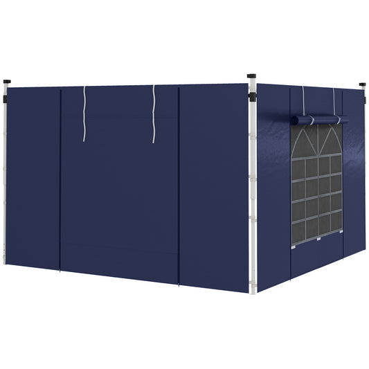 Photo of Outsunny Set of Two 195 x 295cm Replacement Gazebo Side Walls - Blue in Blue colour on a white background