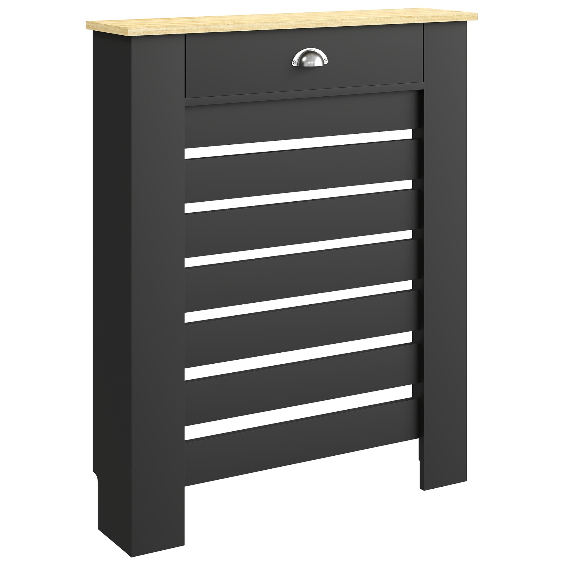 Photo of HOMCOM 95.5H x 78Wcm Radiator Cover, with Drawer - Black in Black colour on a white background