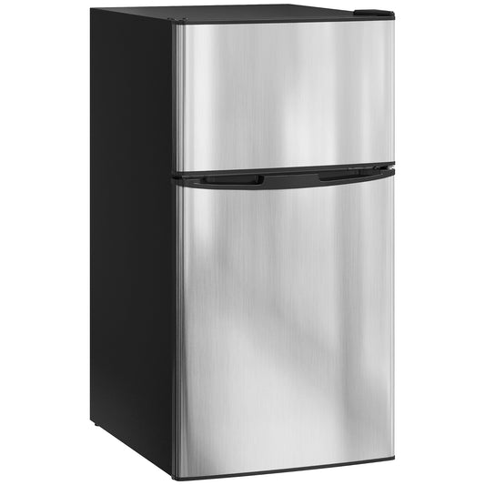 Photo of HOMCOM 88L Under Counter Fridge Freezer, Small Refrigerator with 5-Setting, 3 Star Freezer Rating, Black and Silver Tone in Tone colour on a white background