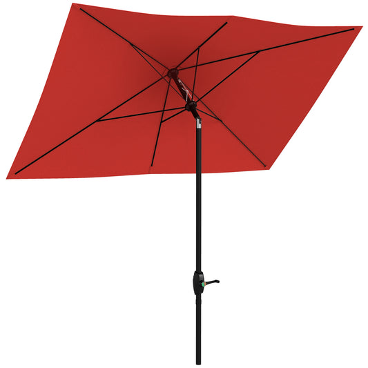 Photo of Outsunny 2 x 3 m Rectangular Parasol Umbrella - Red in Red colour on a white background