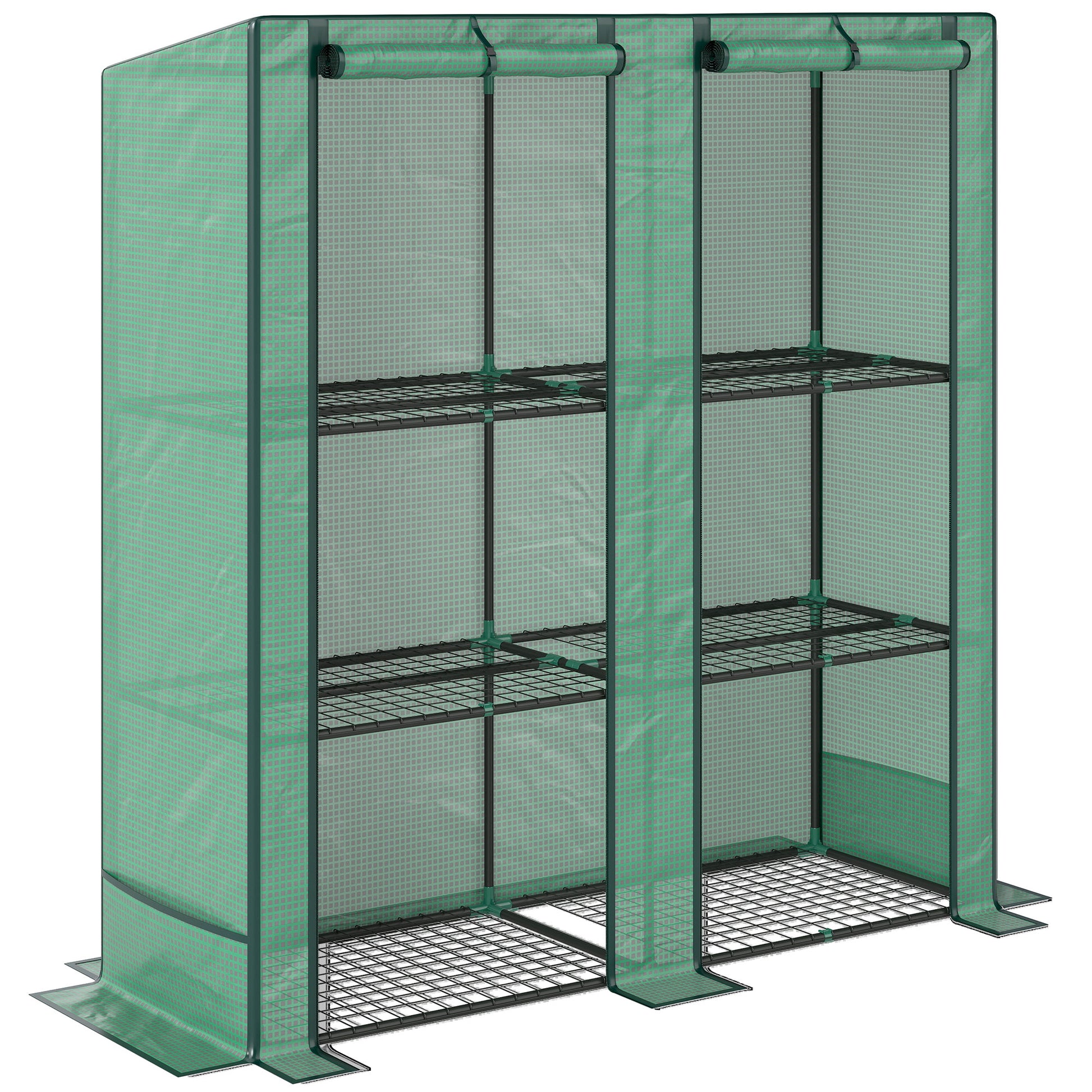 Photo of Outsunny Three-Tier Mini Greenhouse - Green in Green colour on a white background