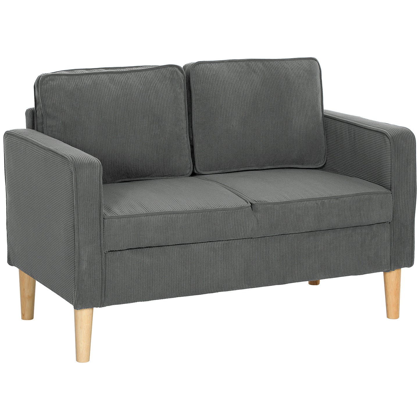 Photo of HOMCOM Small Two-Seater Corduroy Sofa - Grey in Grey colour on a white background
