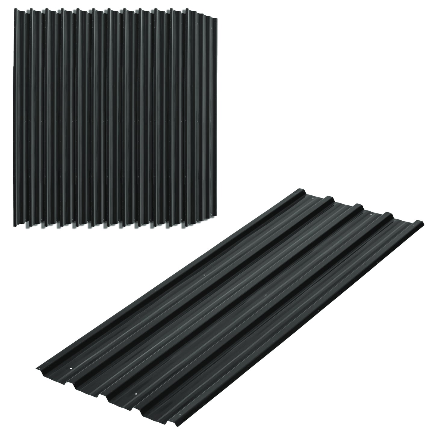 Photo of Outsunny Set of 12 Corrugated Steel Roof Sheet Panels - Dark Grey in Grey colour on a white background