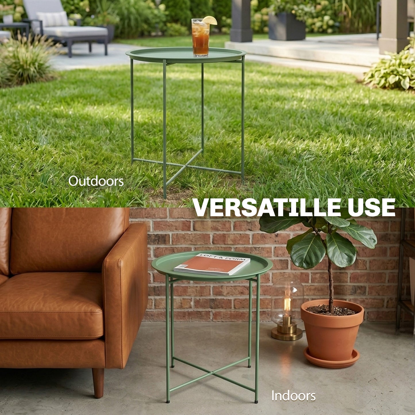Outsunny Steel Removable Tray Top Garden Table - Green