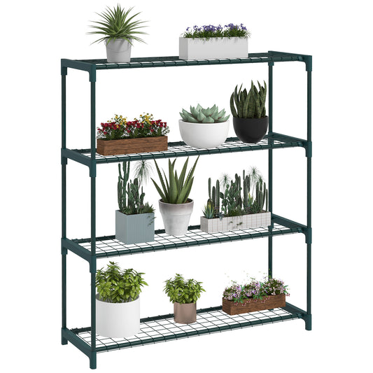 Photo of Outsunny Four-Tier Steel Plant Shelf - Black in Black colour on a white background