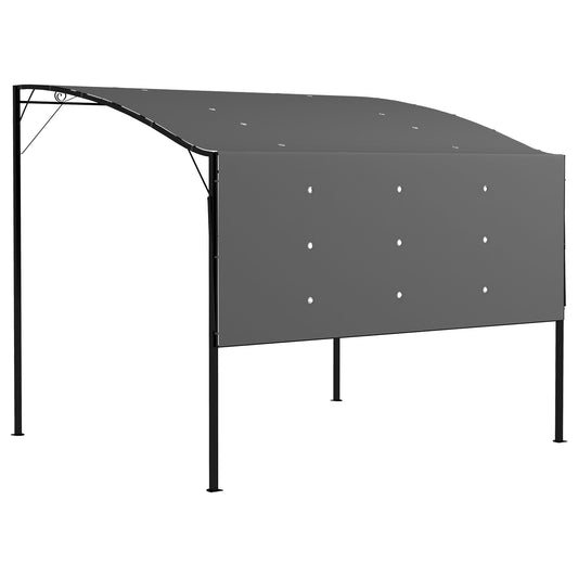 Photo of Outsunny 3 x 2.5m Patio Metal Gazebo Door Window Awning Wall Mount Metal Outdoor Shelter Charcoal Grey in Grey colour on a white background