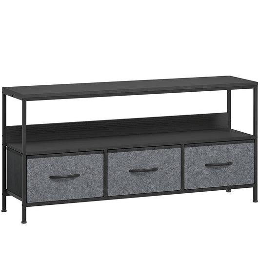 Photo of HOMCOM TV Stand Cabinet with 3 Foldable Drawers - Black in Black colour on a white background