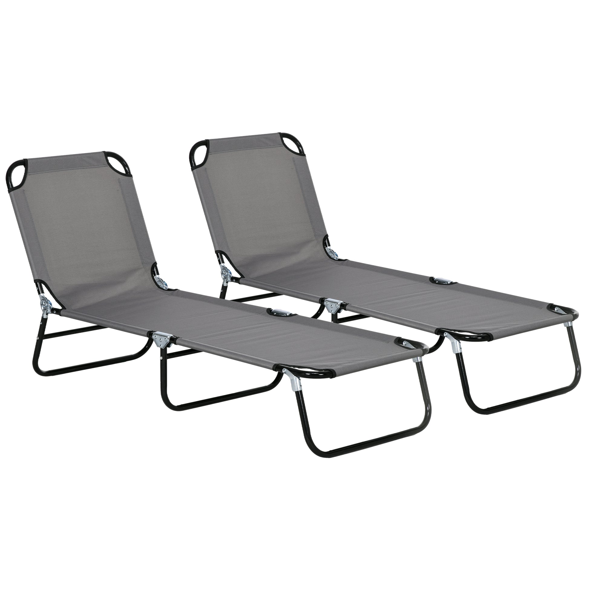 Photo of Outsunny Garden Sun Lounger, with Five-Position Back - Grey in Grey colour on a white background