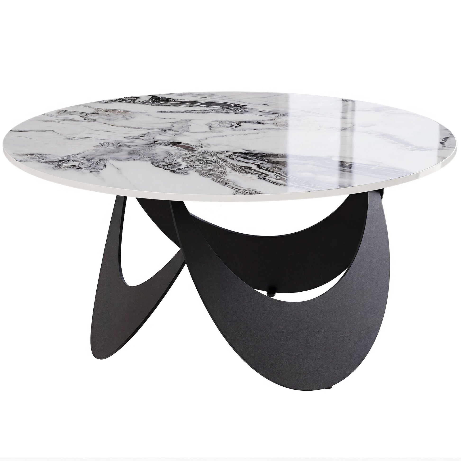 Photo of HOMCOM Coffee Table Sintered Stone Top Adjustable Foot Pads Modern Centre Table for Living Room White and Black in Black colour on a white background