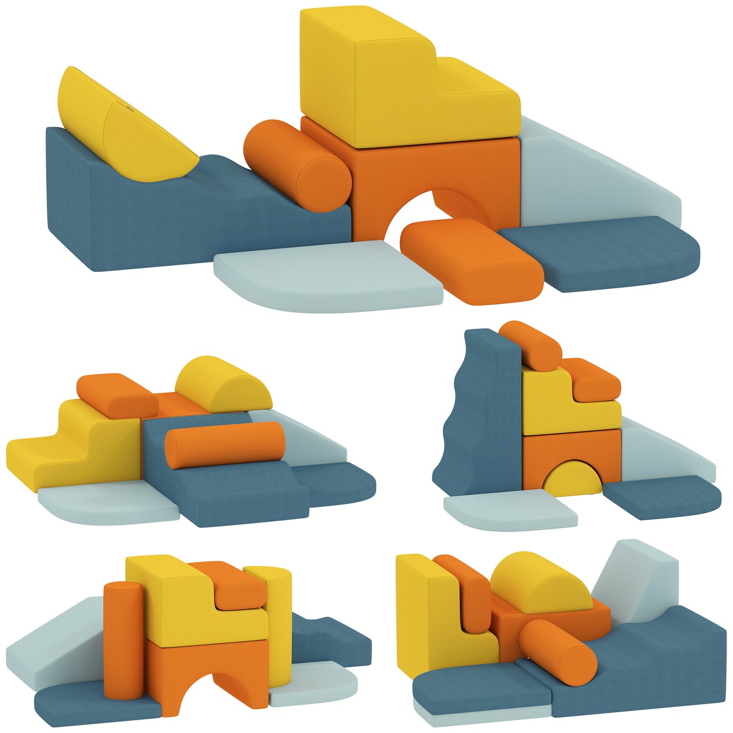 Photo of AIYAPLAY 9-Piece Soft Play Set, Kids Soft Play Foam Blocks with Detachable Cover for Climbing and Crawling in Crawling colour on a white background