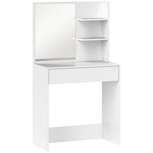 Photo of HOMCOM Dressing Table with Mirror and Storage - White in White colour on a white background
