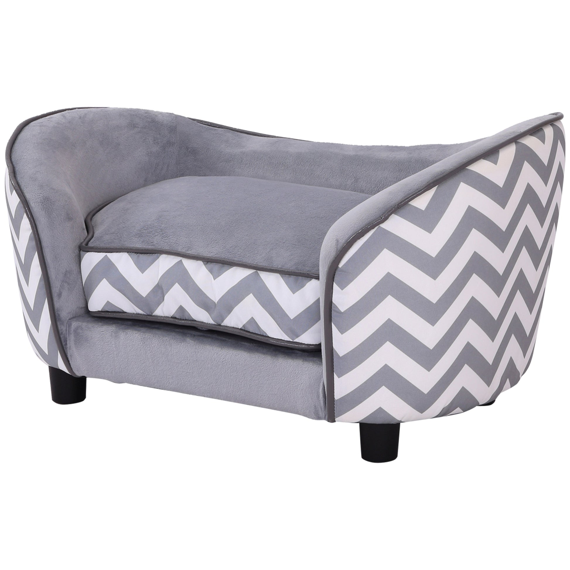 Photo of PawHut Dog Sofa Pet Couch for XS Dogs w/ Removable Sponge Padded Cushion - Grey in Grey colour on a white background