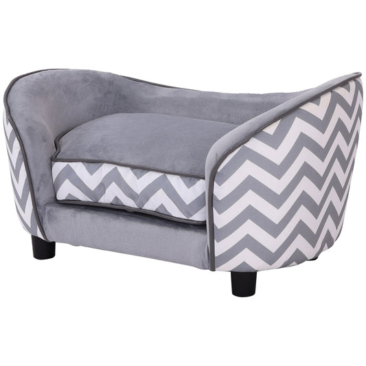 Photo of PawHut Dog Sofa Pet Couch for XS Dogs w/ Removable Sponge Padded Cushion - Grey in Grey colour on a white background