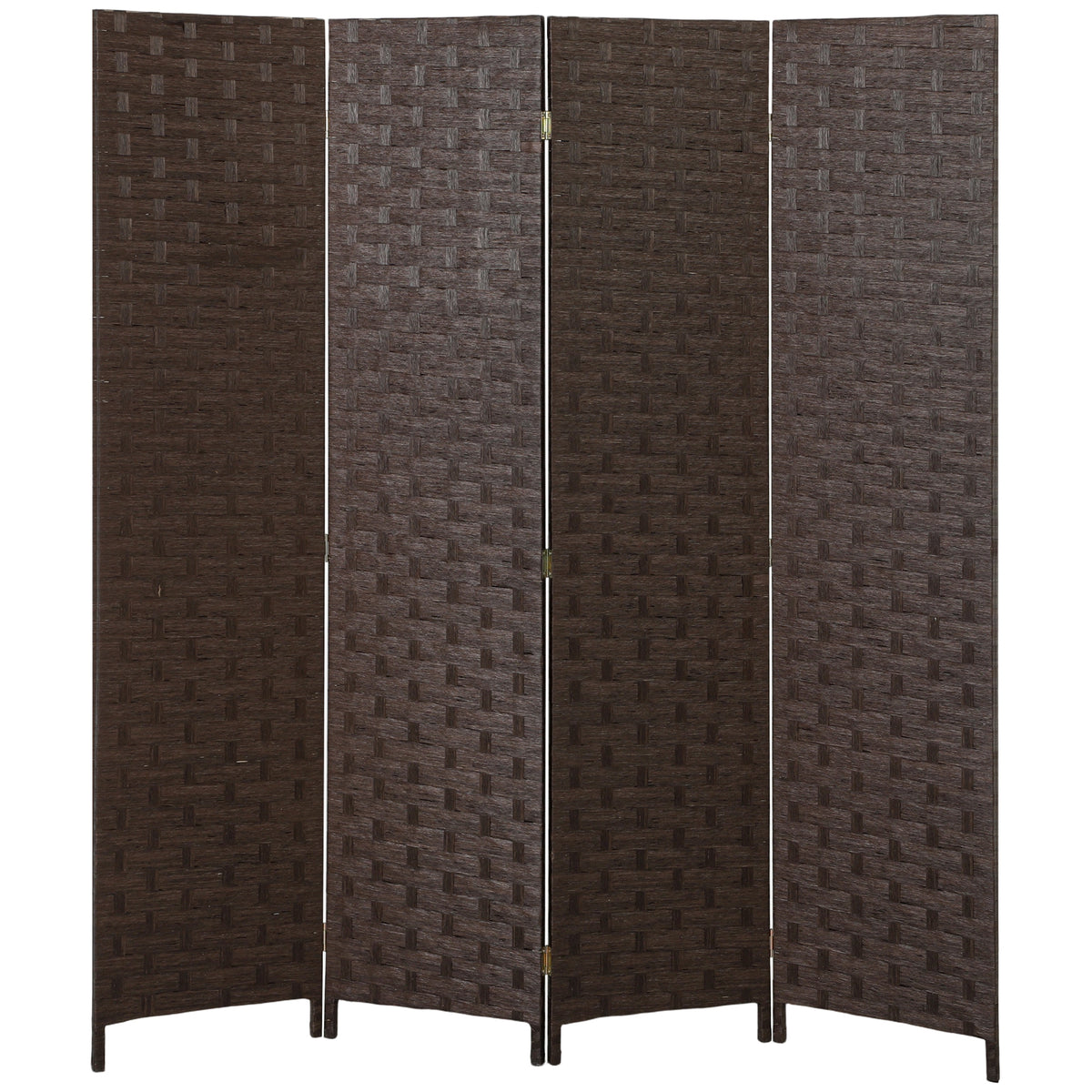 Photo of HOMCOM Wave Fibre Freestanding Folding Privacy Screen Panels, Room Divider, Dark Brown in Brown colour on a white background