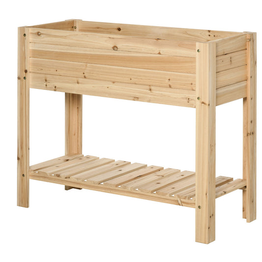 Photo of Outsunny Wooden Raised Plant Stand Outdoor Flower Bed Box with Clapboard 100 x 40 x 84cm in 84cm colour on a white background