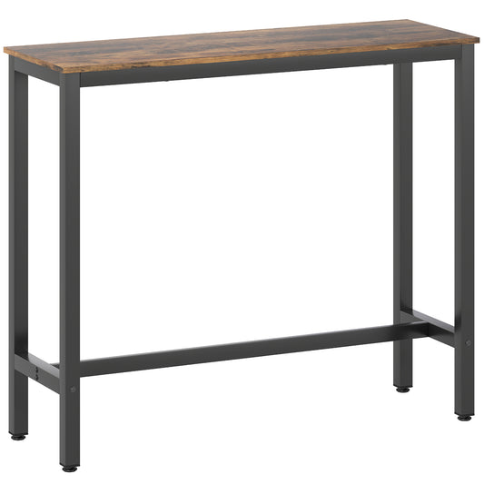 Photo of HOMCOM Rectangular Bar Table, Wood Effect Pub Coffee Table for Small Space, Breakfast Dining, Kitchen, Industrial, Rustic Brown in Brown colour on a white background