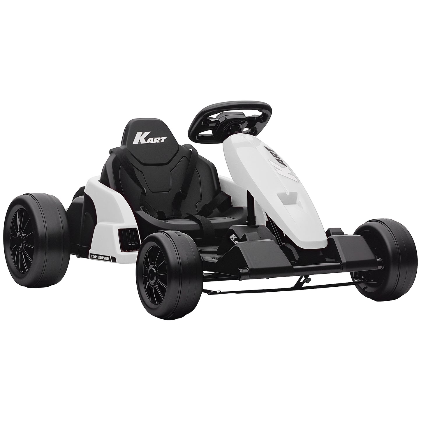 Photo of AIYAPLAY 24V Electric Go Kart, Drift Kart with Adjustable Seat, Slow Start, 5-Point Harness, Music, for 6-12 Years, White in White colour on a white background