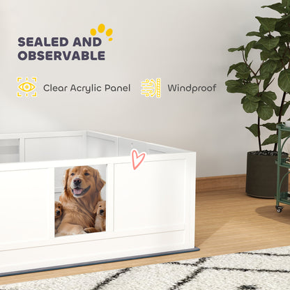 PawHut whelping box with clear acrylic viewing panel