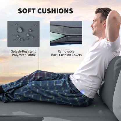 Charcoal sofa cushions with removable back covers and splash-resistant fabric