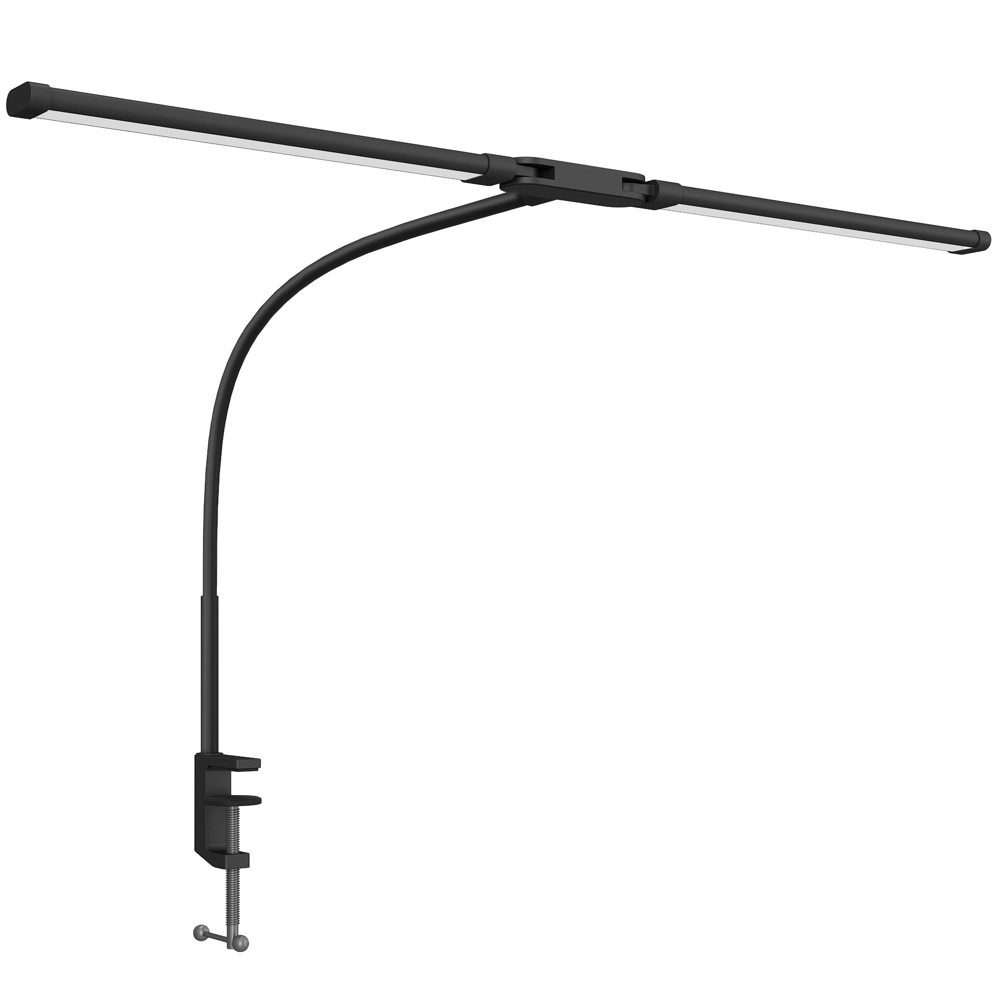 Photo of HOMCOM LED Desk Lamp with Clamp, Double Head Table Lamp with 3 Colour Modes & 10 Brightness Levels, Flexible Gooseneck Reading Desk Light with Timer and Memory Function for Study, Office, Work, Black in Black colour on a white background