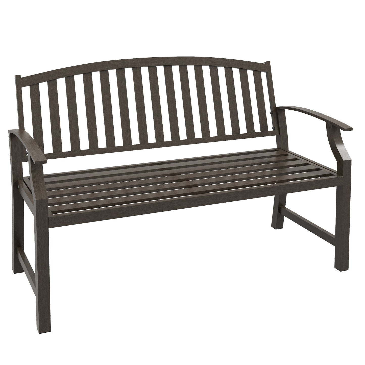 Photo of Outsunny Two-Seater Simple Metal Bench - Brown in Brown colour on a white background