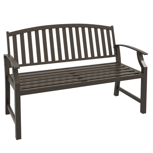 Photo of Outsunny Two-Seater Simple Metal Bench - Brown in Brown colour on a white background