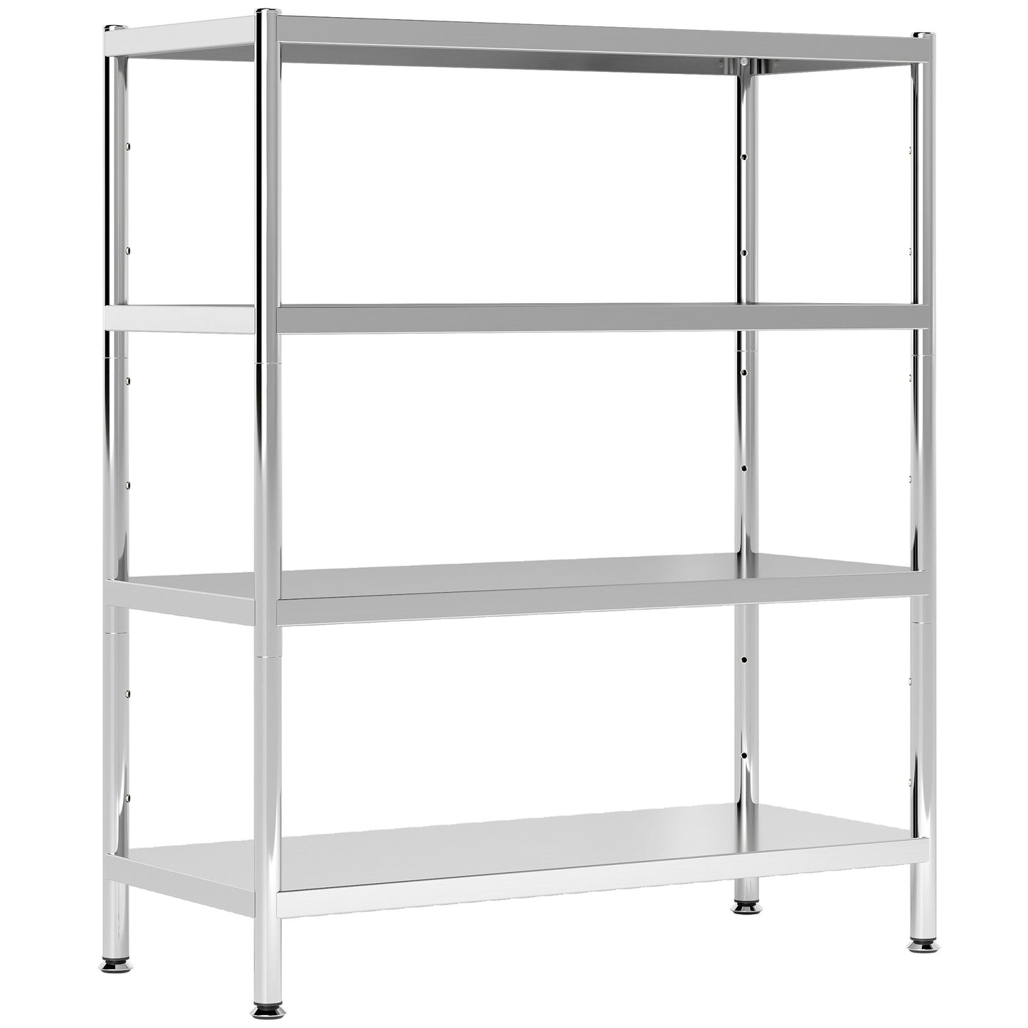 Photo of HOMCOM 4-Tier Bakers Rack with Storage, Stainless Steel Microwave Stand with Adjustable Shelves for Small Spaces, Kitchen Storage Unit for Spices, Pots and Pans, Silver Tone in Tone colour on a white background