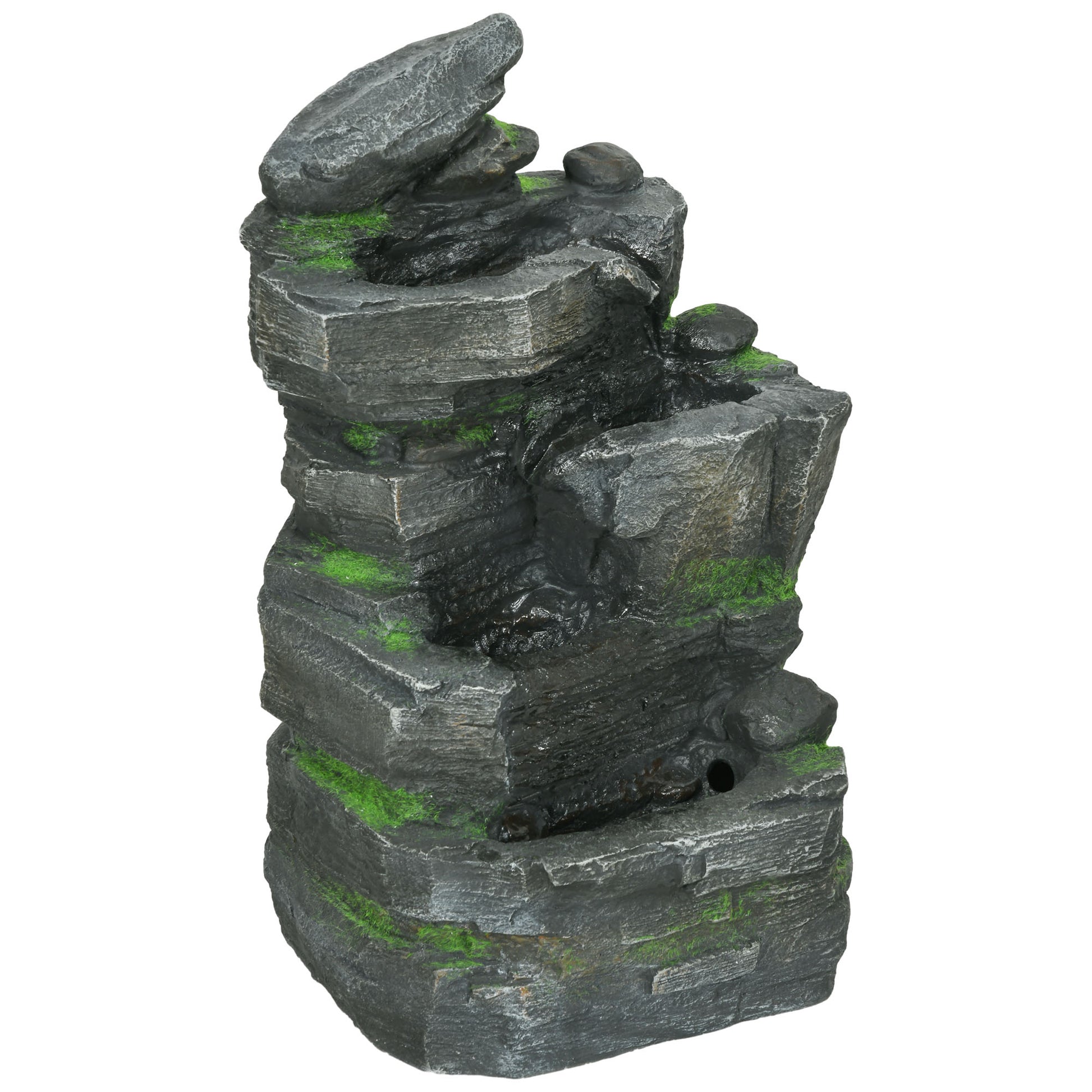 Photo of Outsunny Garden Water Feature with LED Lights - Dark Grey in Grey colour on a white background