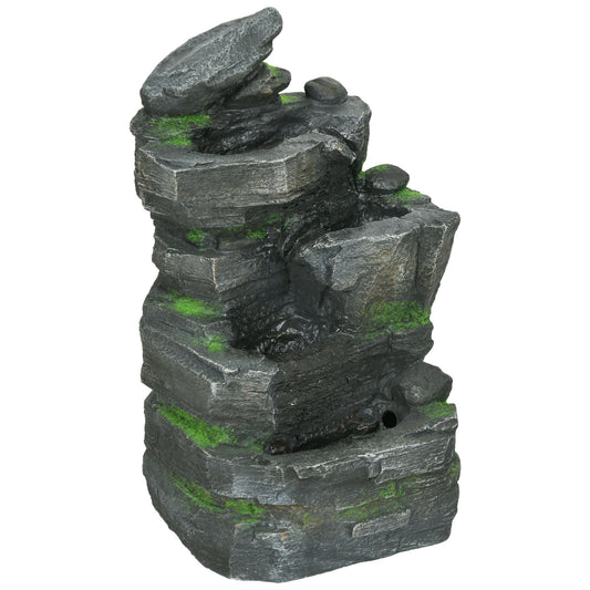 Photo of Outsunny Garden Water Feature with LED Lights - Dark Grey in Grey colour on a white background