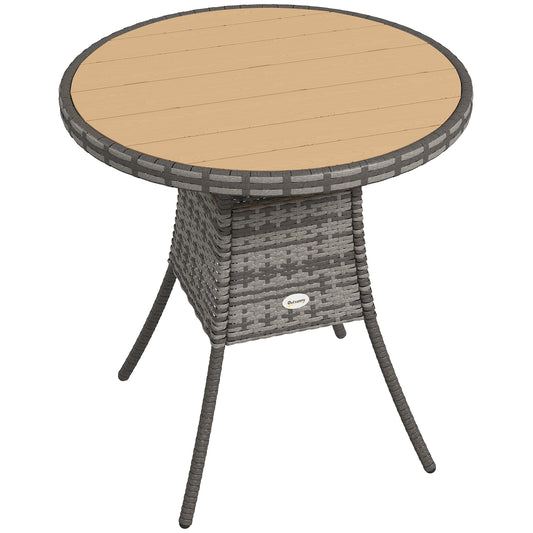 Photo of Outsunny 70 cm Wood-Effect Rattan Garden Table - Natural Wood Finish in Finish colour on a white background