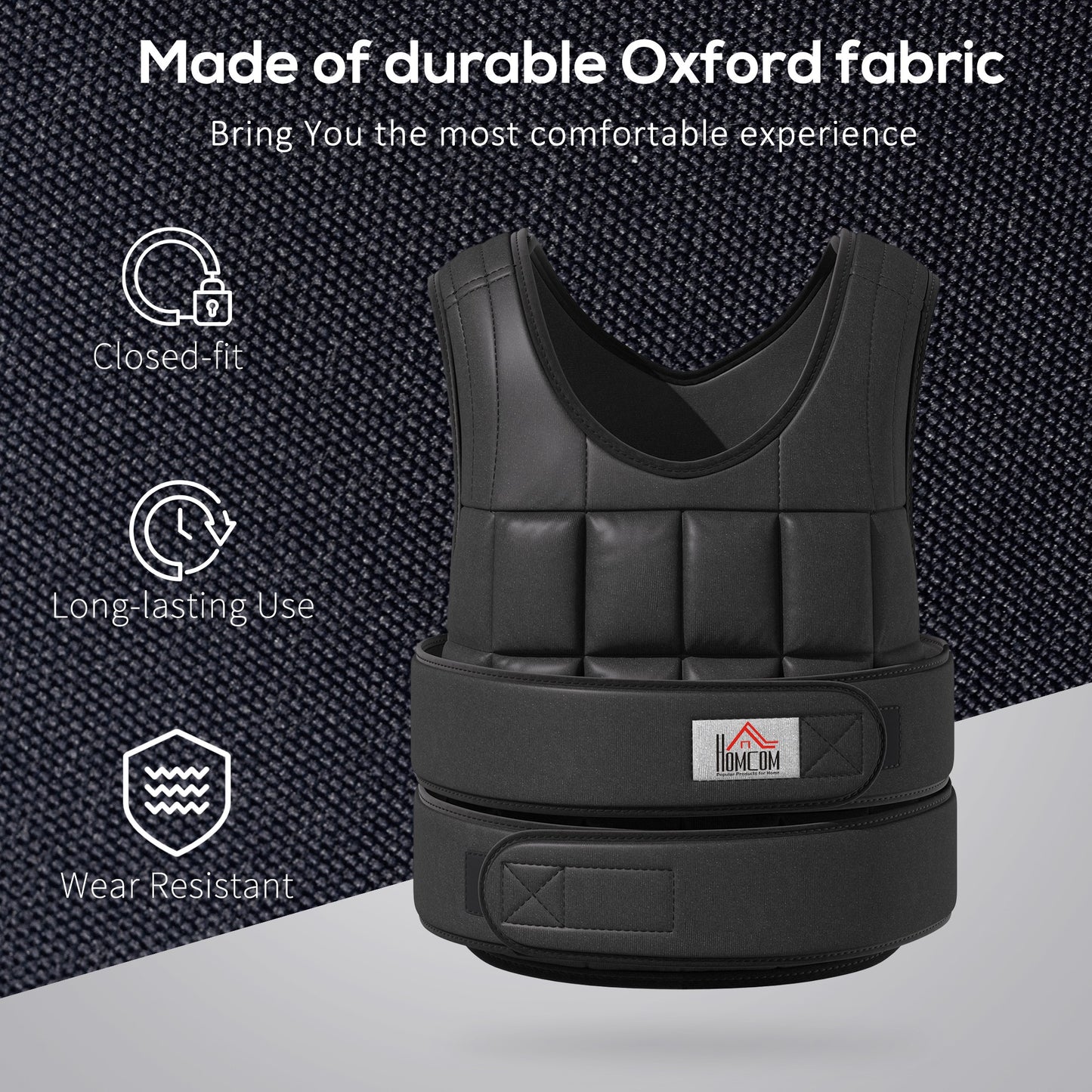 HOMCOM 20KG Adjustable Weight Vest, Black