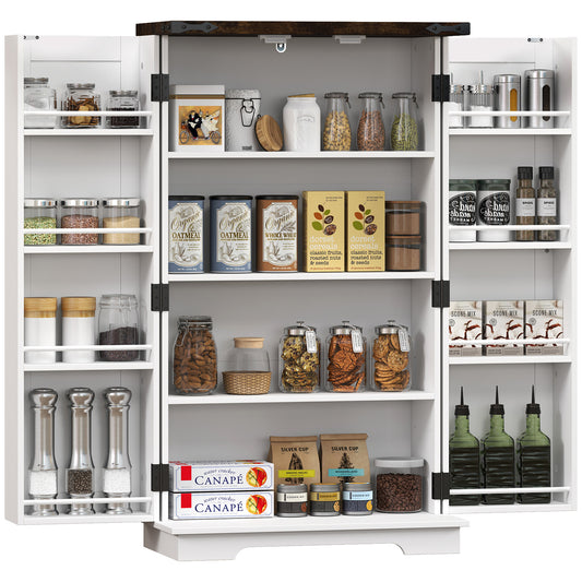 Photo of HOMCOM Multi-Storage Farmhouse Style Cabinet - White in White colour on a white background
