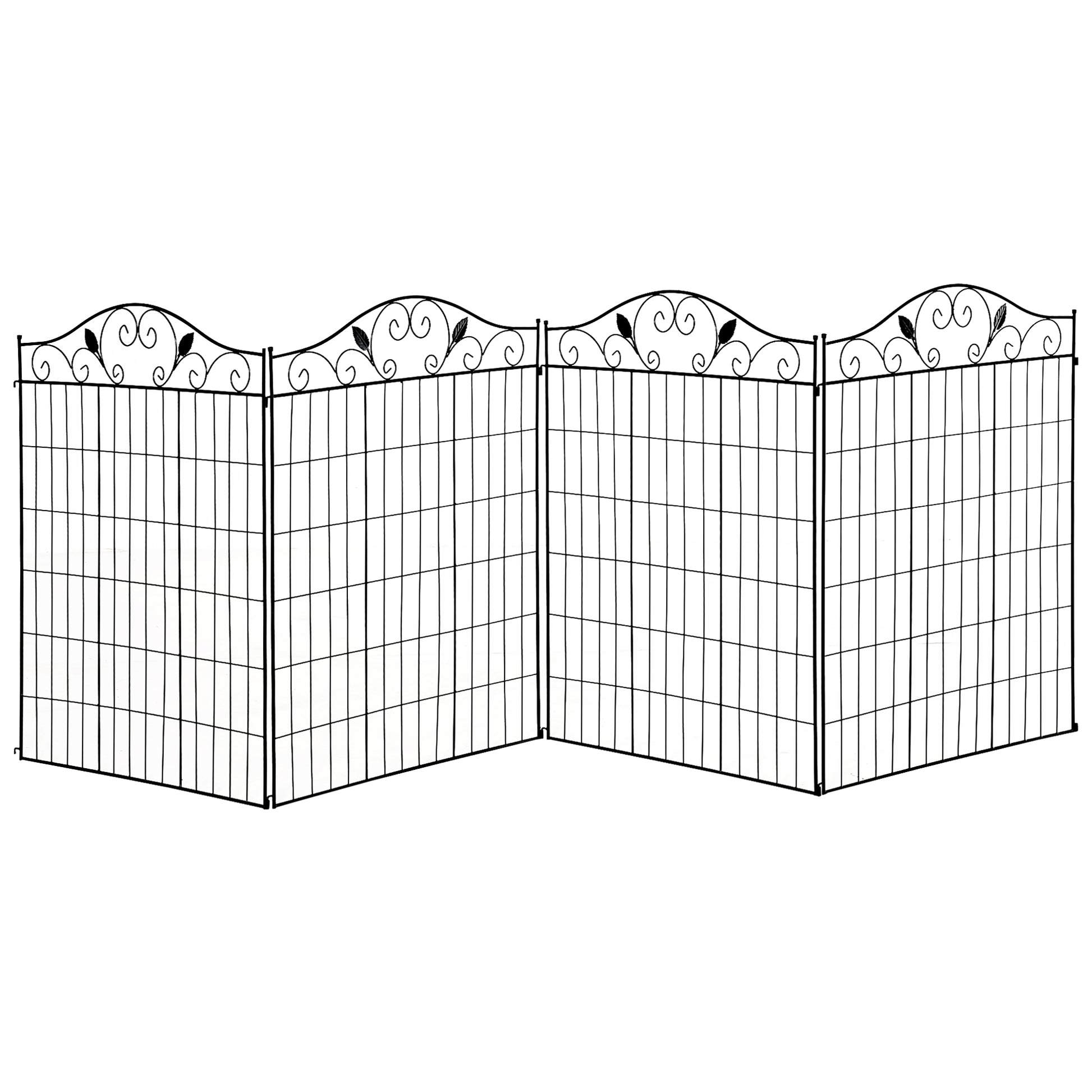 Photo of Outsunny Garden Decorative Fence 4 Panels 44in x 12ft Metal Wire Landscape Border Edging in Edging colour on a white background