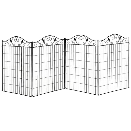 Photo of Outsunny Garden Decorative Fence 4 Panels 44in x 12ft Metal Wire Landscape Border Edging in Edging colour on a white background