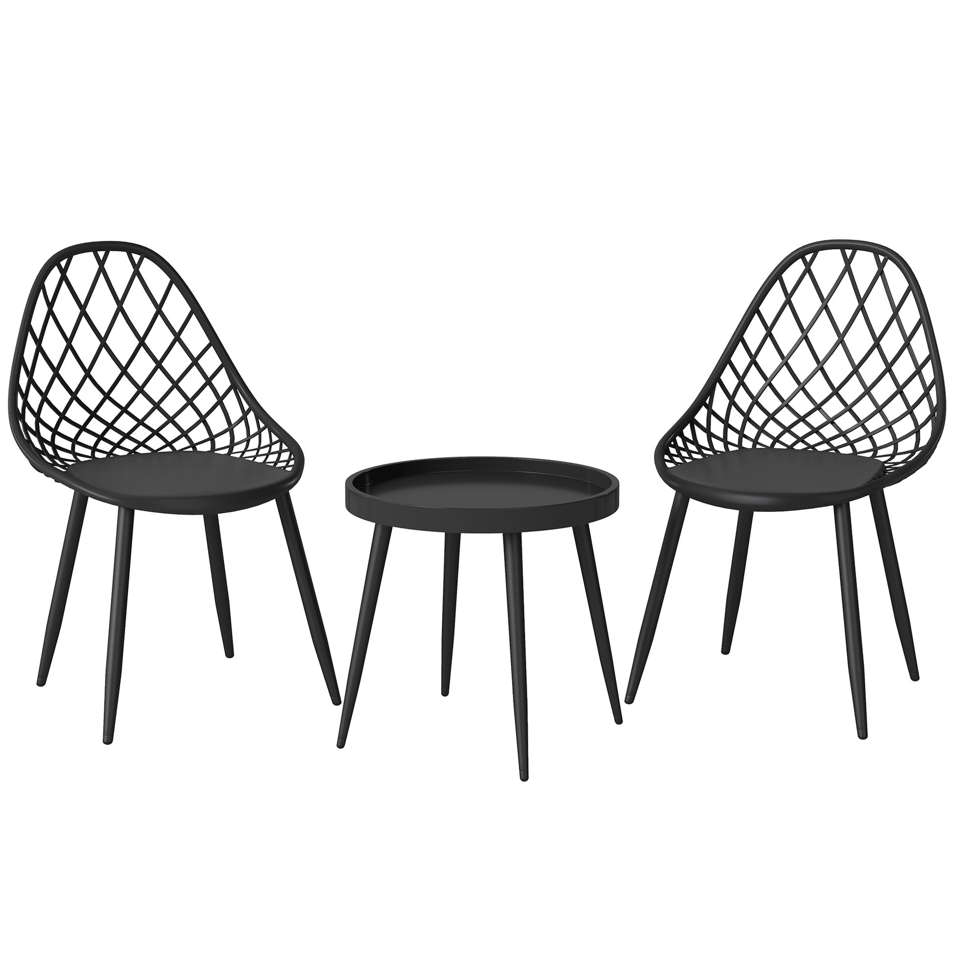 Photo of Outsunny 3-Piece Outdoor Bistro Set with 2 Chairs and Round Table for Garden, Balcony, Porch, Black in Black colour on a white background